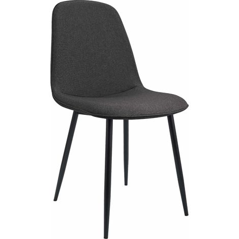 Sedia da cucina/sala da pranzo dal design moderno x1 in tessuto grigio scuro con struttura in metallo nero 100007160