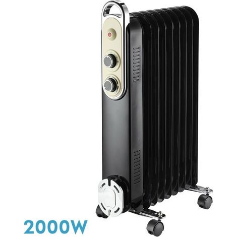 Radiador Aceite Amarantus 2000w 9elementos Negro/beis 3potencias Antivuelco Termostato Reg. Seguridad Asa 62,5x40,5x24cm (1/2)