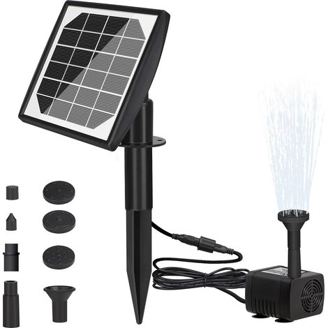 2.2W Pompe Solaire pour Fontaine, Pompe à Eau Solaire avec 7 Buses Kit de Fontaine Submersible sans Brosse pour Bain d'oiseaux, Bassin de Poissons, Aquarium de Bassin, Jardin (1/5)