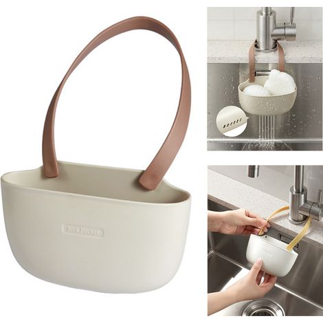 Égouttoir, panier suspendu, fournitures de rangement pour évier domestique, sac suspendu à vidange unique, organisateur d'évier de cuisine (1/4)