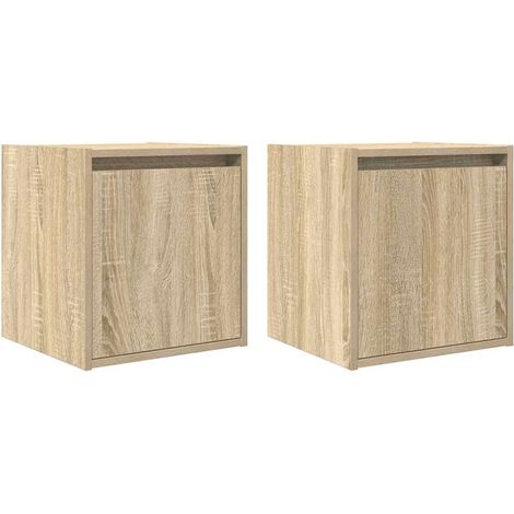 vidaXL Comodini a Muro 2 pz Rovere Sonoma 38x34x40 cm (1/5)