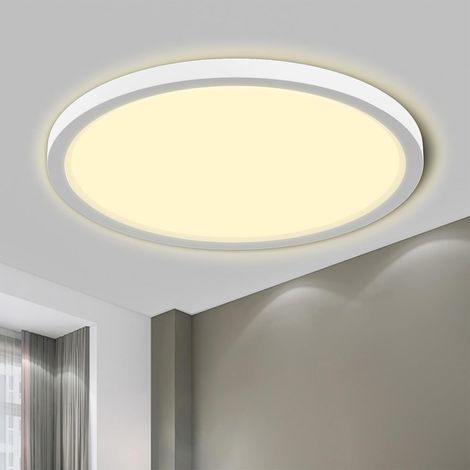Plafonnier LED, Lampe de Salle de Bain Étanche IP44 Ronde Plate 18W 3000K 1980LM Lampe Simple Moderne Mince pour Salon Chambre Cuisine Balcon Couloir Sous-Sol Bureau, 220  24mm [Classe énergétique E] (1/5)