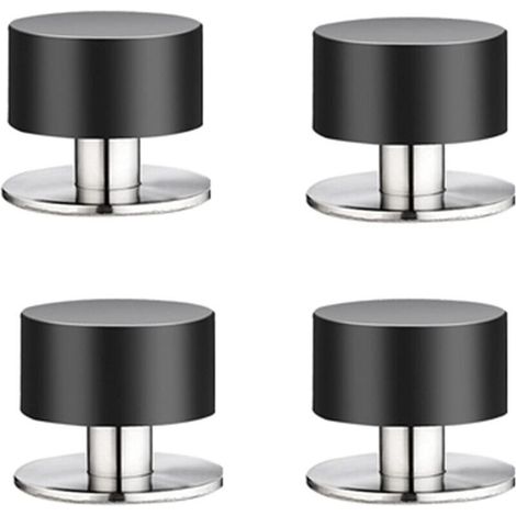 Lot de 4 butées de porte en caoutchouc – Auto-adhésives 3M – Acier inoxydable et caoutchouc – Résistantes à l'eau – Pour murs et meubles (1/5)