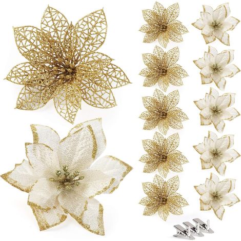 Jiajia AI, Lot de 24 Fleurs de Noël Artificielles pour pour jardin, terrasse et extérieur (1/4)