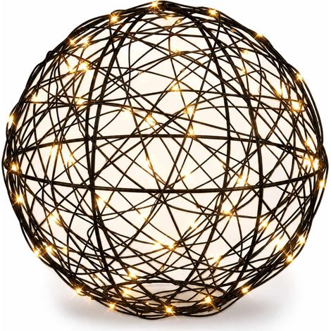 20 cm schwarze LED-Dekorkugel – warmweißes Licht (1/5)