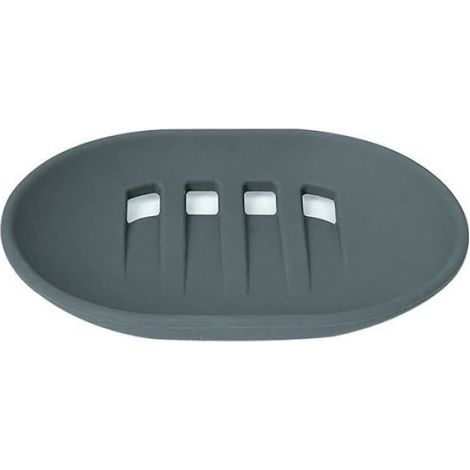 2 Porte Savon en Silicone avec Drainage, Boite Savon Antidérapant et Portable, Porte Savon Salle de Bain, Douche, Gris et Blanc) (1/2)