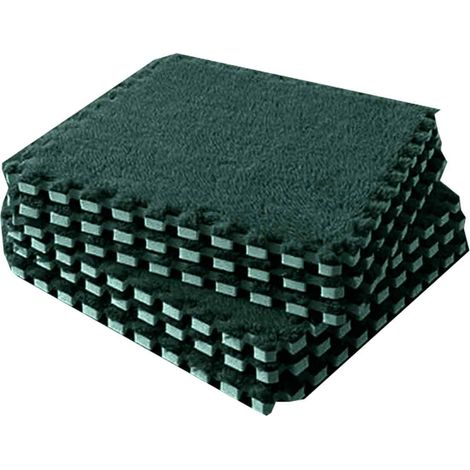 12 pièces de tapis de sol en mousse EVA en daim à épissure anti-chute tapis rampant-Vert foncé (1/5)
