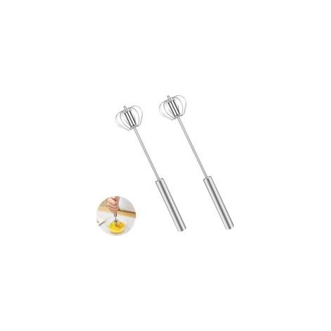 Set di 2 fruste semi-automatiche in acciaio inox - Multifunzionale - Impugnatura manuale - Push Easy Whisk - Mescolatore - Frusta a palloncino per mescolare e montare (1/5)