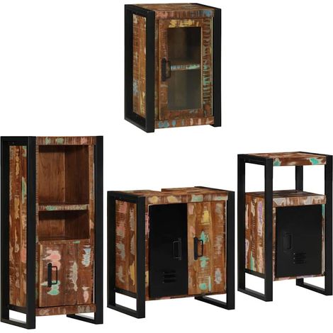 Juego de muebles de baño 4 pcs Madera reciclada maciza