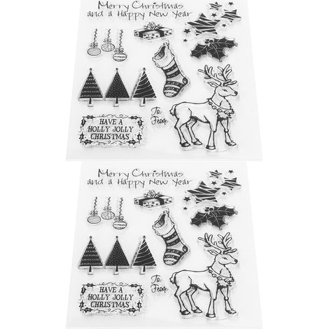 2 Kits de Tampons Rectangulaires Transparents en TPR pour Scrapbooking DIY et Projets de Noël (1/5)