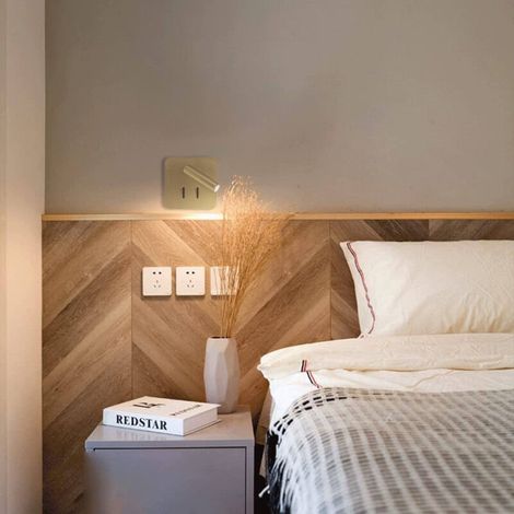 AMXCNOY Applique murale LED dorée pour tête de lit – éclairage indirect et lumière de lecture réglable – 2 interrupteurs – température de couleur 3000 K – en aluminium – dimensions 13 x 13 cm (1/4)