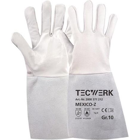 TECWERK Schweißerhandschuhe Mexico Z Gr.9 grau EN 388/407/12477 10PA TW