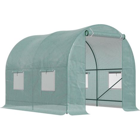 2.45 x 2m Walk-In Polytunnel Greenhouse with Roll-Up Door and Windows,Durable Steel Frame,Easy Access and Ventilation