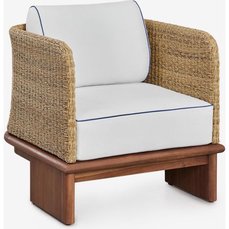 Fauteuil de jardin en rotin et bois d'acacia Famara SKLUM
