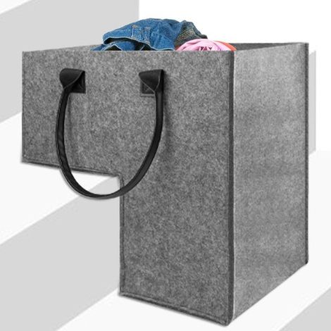 Panier d’escalier pliable en feutre – 40 cm – Forme L – Gris – Organisateur pour maison et bureau (1/5)