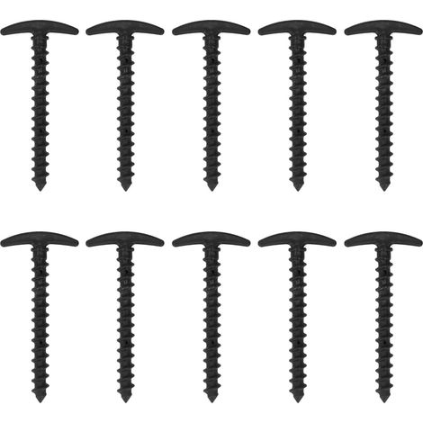 CCYKXA 10 Pieces T-Shaped Tent Pegs, Plastic Tent Stakes, Ground Stakes for Outdoor Camping, Garden, Lawn Tarp (Black) (1/5)