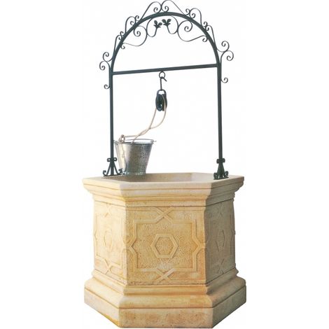 POZO DE PIEDRA ARTIFICIAL GOZO DECORADO PARA JARDIN