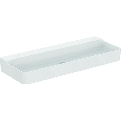 Lavabo CONCA 1200x450x165mm blanco con IdealPlus, sin orificio para grifería, sin rebosadero IDEAL STANDARD