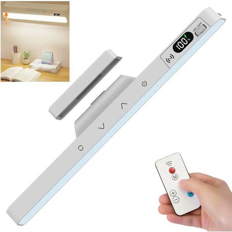 Lampe de bureau LED à intensité variable avec télécommande, 5 températures de couleur, conception magnétique, double alimentation (batterie et USB), lampe de bureau respectueuse des yeux. (1/4)