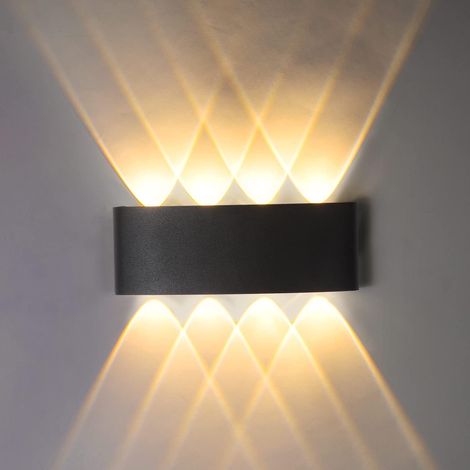 Applique Murale LED 8W, Lumière Blanc Chaud 3000K, Applique Murale étanche IP65, Lumière LED Moderne en Aluminium, Disponible à l'intérieur et à l'extérieur (Noir) WddnAot
