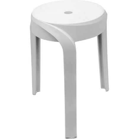 Tabouret de salle de bain STAN, dia. 30 cm, blanc (1/3)