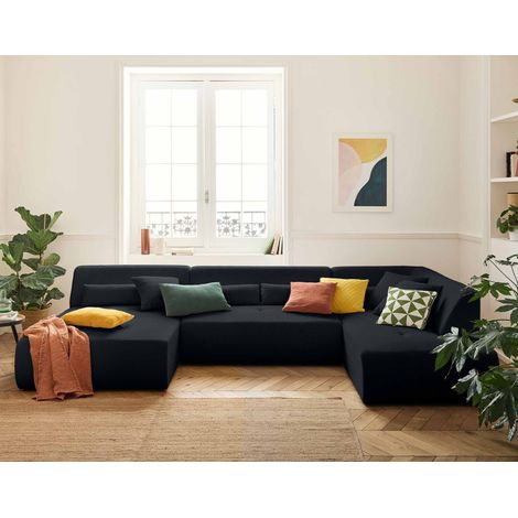 Onyx - modulares 7-sitzer wohnlandschaft rechts - cord - schwarz