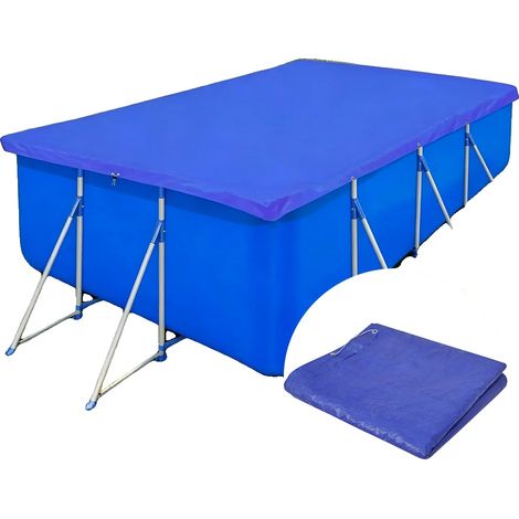 Cubiertas rectangulares para piscinas, de tela, 394 x 207 cm, impermeables, resistentes a desgarros, 2 unidades. (1/5)