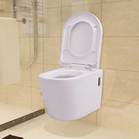 Toilette murale WC à poser Pack WC complet Céramique Blanc 18529 (1/5)