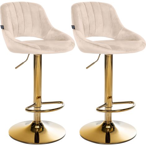2er Set Barhocker Milet Samt creme Metall gold