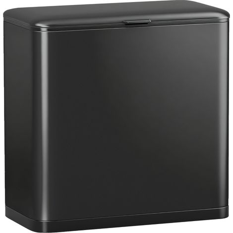 Poubelle 8 L en acier inoxydable noir, à poser ou suspendre, couvercle ouvert, seau intérieur amovible et anneau porte-sac, idéale cuisine et bureau  CHICFURN (1/5)