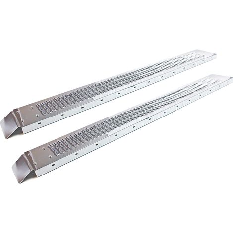 Wiltec Lot de 2x Rampe de chargement 1600 x 225 x 45 mm – capacité de charge max. 400 kg – en Acier galvanisé – Surface antidérapante profil cannelé – Rampe d'accès utilitaire moto ATV quad remorque (1/3)