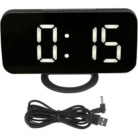 Jeffergarden Réveil numérique multifonctionnel, fonction de synchronisation, luminosité réglable, horloge LED (1/4)