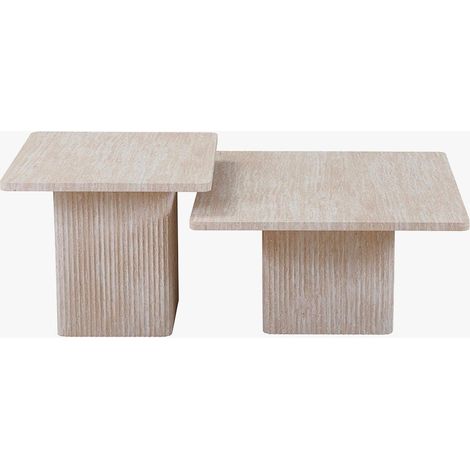 DOLSA Lot de 2 tables basses carrées couleur travertin (1/5)