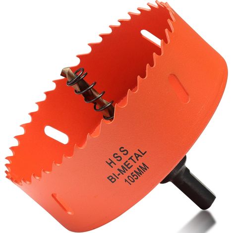 Scie Cloche Bi-Métal 105 mm, Foret Pour Bois et Métal, Couronne de Forage Ronde Avec Profondeur de Coupe 35 mm Pour Acier, Fonte, Aluminium, Cloison Sèche, Contreplaqué et Acrylique (1/5)