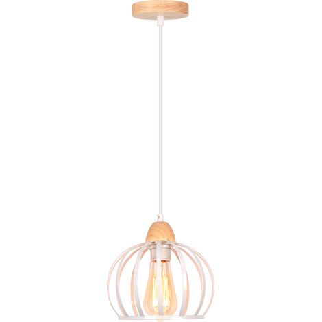 NORCKS Vintage Pendant Light, Round Metal Shade, 20 cm In Diameter, Modern Style, White, E27 Bulb (1/5)