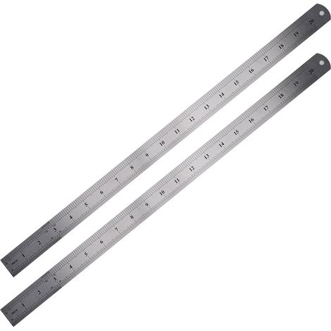 Règle en acier en 2 pièces/outil de marquage et de mesure pour le travail du bois, graduations double face, 50 cm. (1/5)