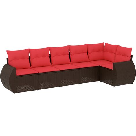 Maison Exclusive - Set Divani da Giardino 6 pz con Cuscini Marrone in Polyrattan