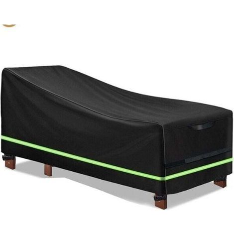 Housse de chaise longue en bois Oxford 420D, XU, 65 x 95 x 155 cm, Anti-poussière, Protège du soleil, Du vent, De la pluie, De la neige et d'autres éléments (noir) - (1/5)