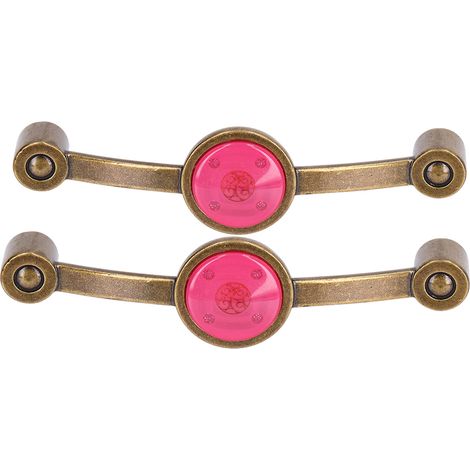 2 Poignées en Alliage de Zinc Style Vintage Cuivré avec Insert Acrylique Pastel pour Meuble de Cuisine ou Tiroir - Rose