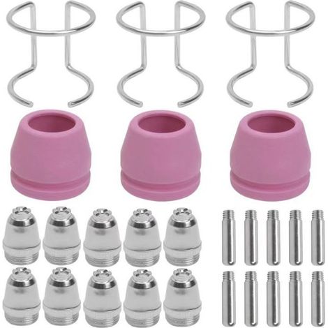 26 Pièces AG60/SG55/SG51 Consommables Plasma Decoupeur Plasma  , Consommables de Découpeuse Plasma Accessoire Decoupeur Plasma Electrode Tip Buse