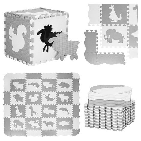 Tappetino puzzle per bambini con animali in schiuma EVA, 150x150 cm.