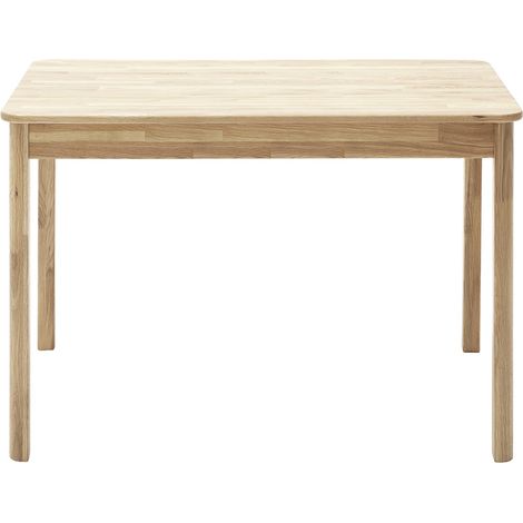 Table de salle à manger rectangulaire en bois hêtre massif huilé coloris chêne sauvage - longueur 120 x hauteur 76 x profondeur 80 cm (1/4)