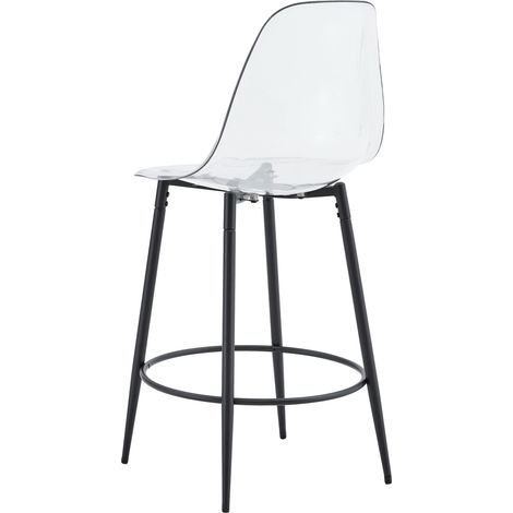 Set de bar con mesa de vidrio de 89 cm y 4 taburetes transparentes negro (1/5)
