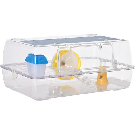Hamster Cage, 2 Tier Gerbil Cage Running Wheel, Water Bottle, Dish (1/5)