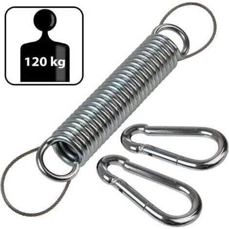 Ressort en Acier pour Chaise Suspendue Fauteuil Suspendu hamac avec Corde de sécurité et Deux mousquetons (1/4)
