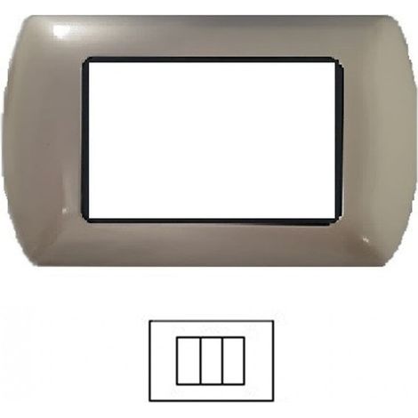 Placca T1 metallo champagne Tot08 Electric 3 4 7 posti  placca 3 posti (1/2)