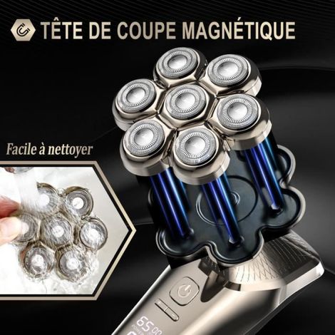 Rasoir Électrique Homme Sans Fil 5 En 1 - Têtes Chauve Tondeuse à Barbe Cheveux Nez et Oreilles - Marron (1/4)