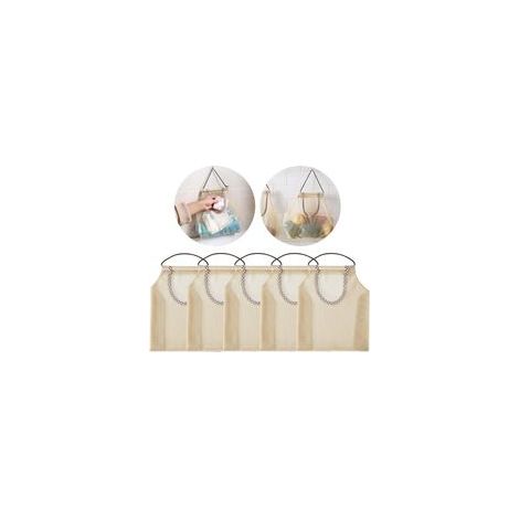 Sacs de rangement suspendus en filet respirant – Lot de 5 pour pommes de terre, oignons, ail et légumes, idéal cuisine