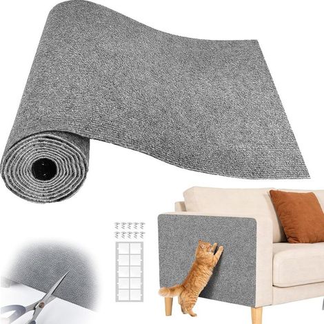 1 self-adhesive, easy-to-cut cat scratching mat, 40 x 200 cm, to protect furniture, walls, sofas and carpets, grey (1/5)