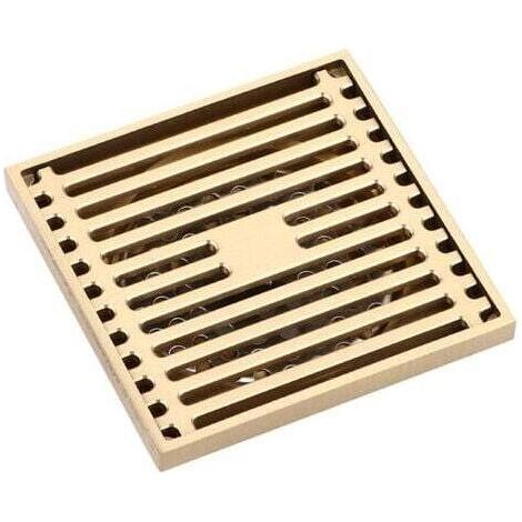 Square Bathroom Shower Drain Floor Drain Trap Grate Waste Strainer Floor Wire Drains Antique Brass (1/4)